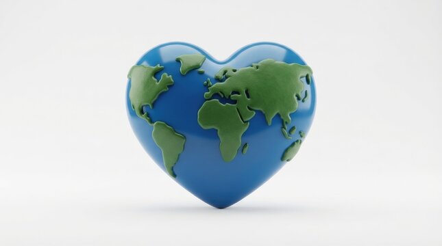 A heartshaped globe showing the continents of the world isolated on white background international day for tolerance
