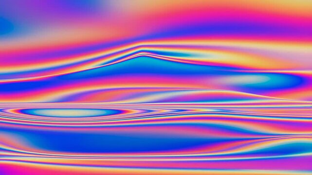 Colorful abstract waves ripple and undulate with smooth gradient distortions. Particle movement and color gradient create an abstract motion background.