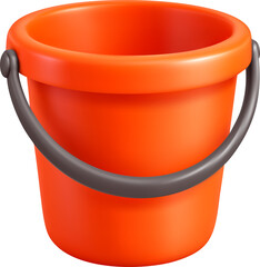 3D Orange Plastic Bucket With Carry Handle © absent84