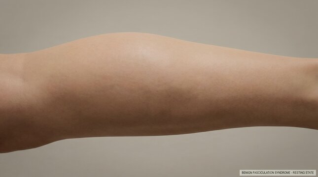Benign Fasciculation Syndrome in Arm at Rest, Close-Up Medical Illustration of Muscle Twitching for Neurology, Patient Education and Healthcare Awareness
