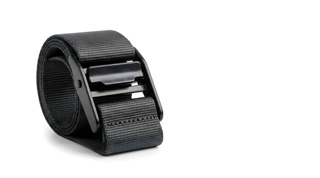 Secure black aviation-style belt with hidden compartment detail, concept for authentic travel accessories and professional aviation gear