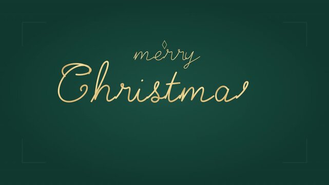 Elegant golden script text 'Merry Christmas' on a dark green gradient background.