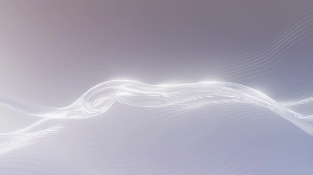 Flowing white light lines undulate across a soft blue, lavender, and pink gradient field. Technology presentations, wellness media, and title sequences.