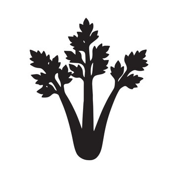 Celery stalk silhouette against a white background a botanical illustration
