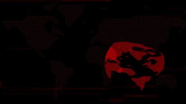 Digital Earth globe rotating animation, News background seamless loop, breaking news studio background, News background with world map earth globe animation concept