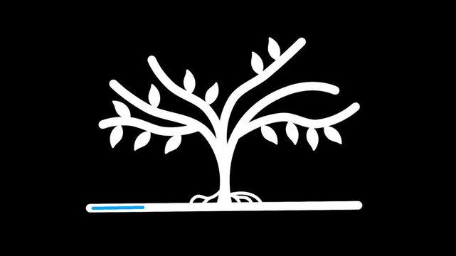 Animated young seedling white line icon. Sprout with leaves growing in soil animation. Agricultural plant cultivation. Save nature. Isolated element on dark background