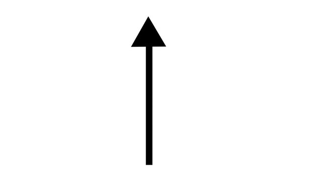 Minimalist black arrow growing upwards on clean white background representing steady growth