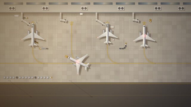Airport Apron Aircraft Pushback Overhead View Seamless Loop