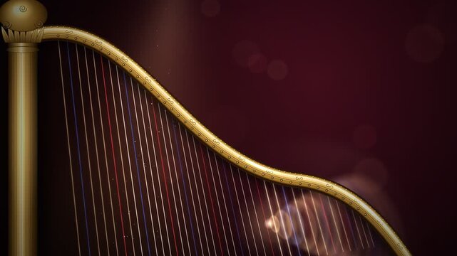Concert Harp Glissando Light Sweeping Gold Strings Seamless Loop