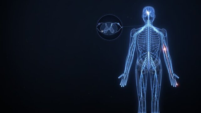 Human Pain Signal Nerve Pathway Medical Hologram Animation
