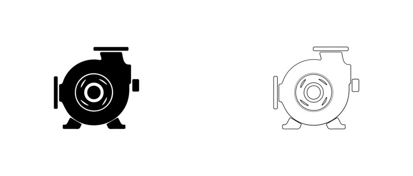 Surface circulation water pump vector icon filled and outline, booster pump and heating system symbol.