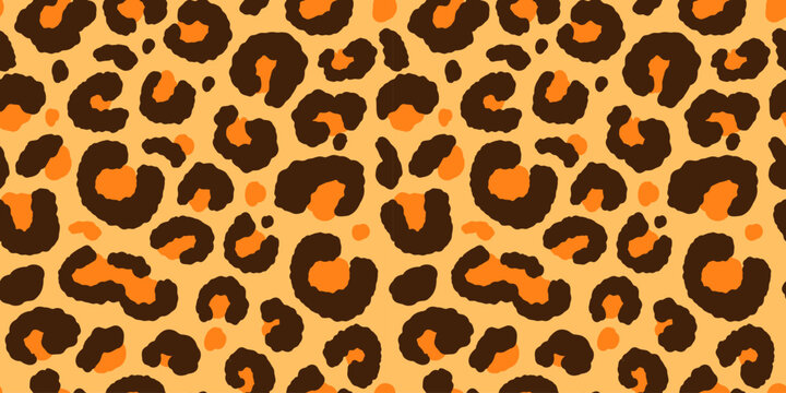 Vector hand-drawn abstract seamless pattern, leopard print  skin with irregular organic spots, background and texture for fashion, textiles, packaging