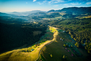 Obraz premium Aerial view of mountain hills