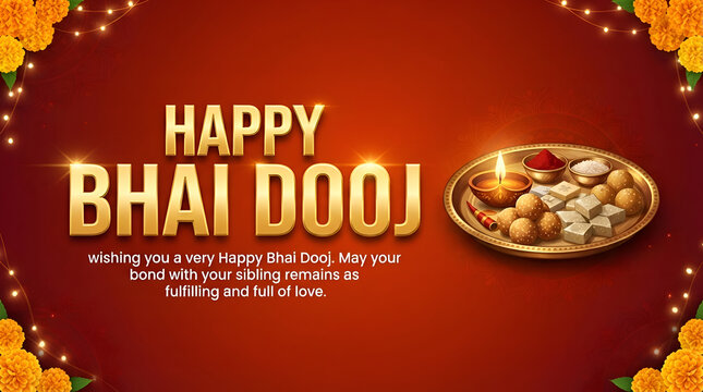 Indian festival Bhai Dooj Greeting Card,poster,Template Design with creative tex