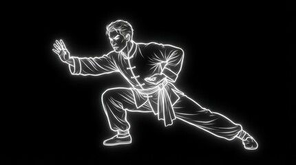 Fototapeta premium Martial artist performing dynamic fighting stance