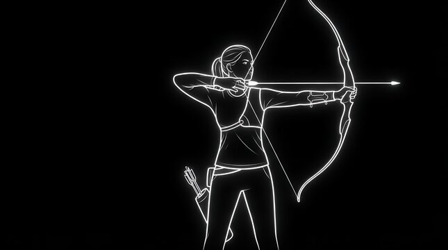 Woman drawing a bow and arrow ready to shoot