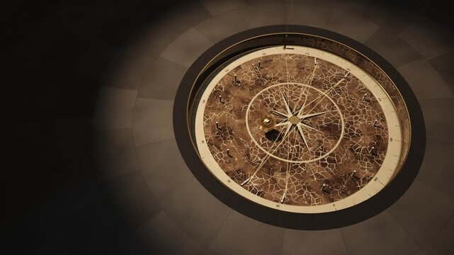 Foucault Pendulum Brass Bob Knocking Pins Marble Compass Floor Animation