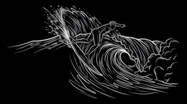 Surfer riding a powerful ocean wave