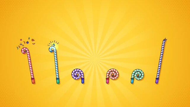 Party Blowers Unrolling In Rhythm Pop Art Birthday Seamless Loop