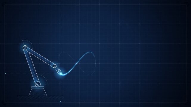 Robot Arm Inverse Kinematics Blueprint Schematic Seamless Loop