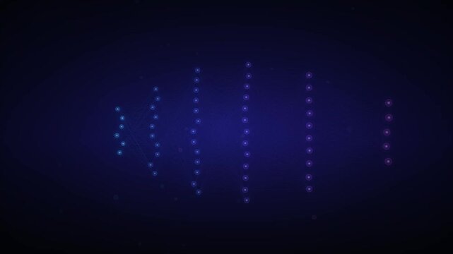 Abstract network of glowing blue and purple dots connected by thin lines on a dark background