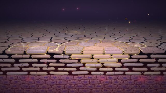 Skin Barrier Repair Lipid Mortar Sealing Cracked Corneocytes Animation