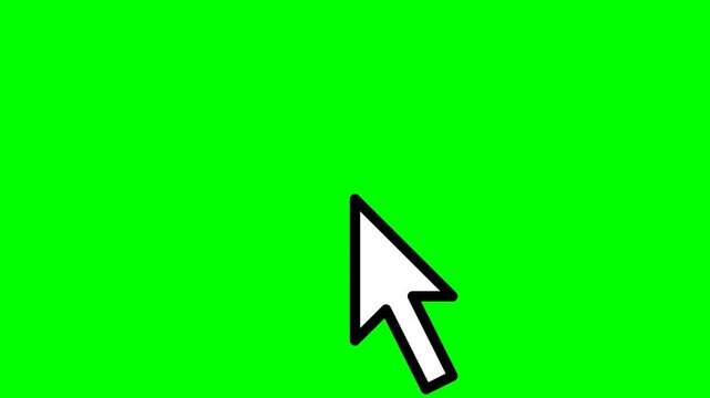 White computer mouse arrow cursor icon isolated on green screen background.