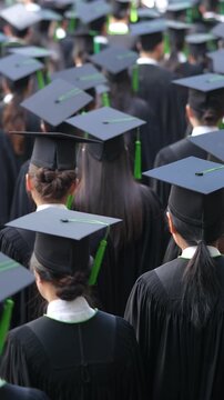 	
backside graduation hats during commencement success graduates of the university, Concept education congratulation. Graduation Ceremony ,Congratulated the graduates in University during commencement