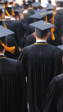	
backside graduation hats during commencement success graduates of the university, Concept education congratulation. Graduation Ceremony ,Congratulated the graduates in University during commencement
