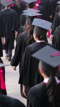 	
backside graduation hats during commencement success graduates of the university, Concept education congratulation. Graduation Ceremony ,Congratulated the graduates in University during commencement