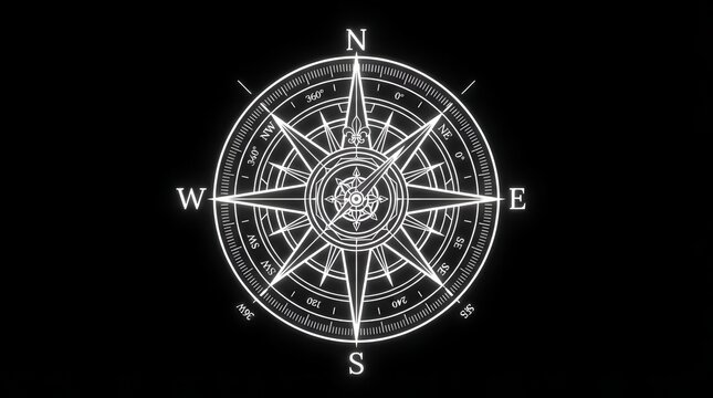 Vintage compass with cardinal directions