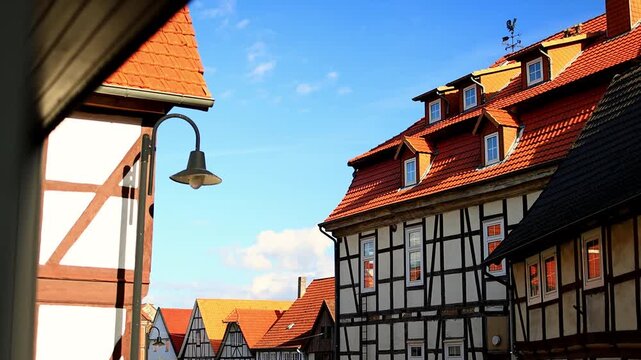 the historic german village of adelebsen in germany 4k video with a pan