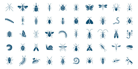 Fototapeta premium Bug and Beetle Outline Vector Set – Hand Drawn Insect Line Art and Nature Illustration Collection, EPS 10