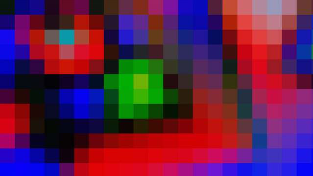 Abstract colorful pixel art background with vibrant blocks of red blue and green square patterns