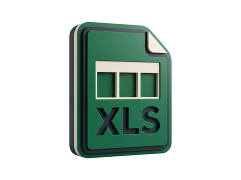 Green 3D spreadsheet file format icon on white background