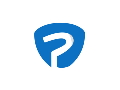 Letter p logo or shield question mark