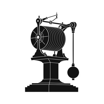 Vintage Telegraph Machine Black and White Vector Illustration