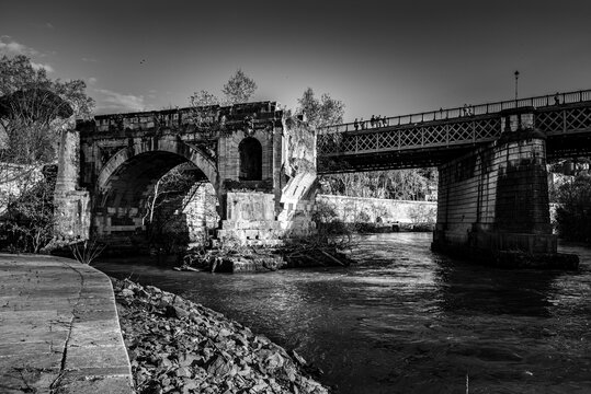Ponte Emilio Ruins In Rome, Italy