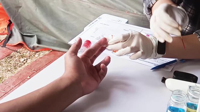 The blood sampling process during blood donation involves rapid diagnostic tests&mdash;using capillary or venous blood samples&mdash;as well as agglutination tests utilizing Anti-A, Anti-B, or Anti-D reagents.
