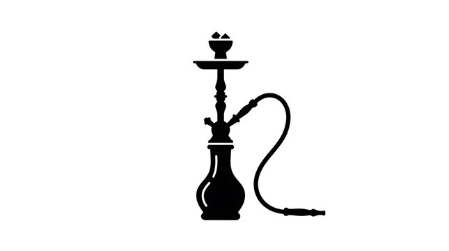 Black silhouette icon of a traditional hookah water pipe on white