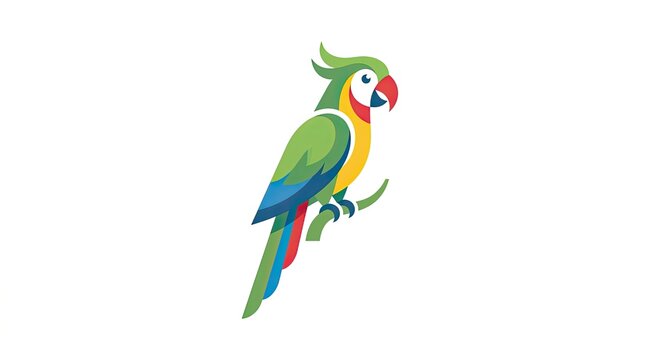 Colorful parrot perched on branch with green yellow and blue feathers