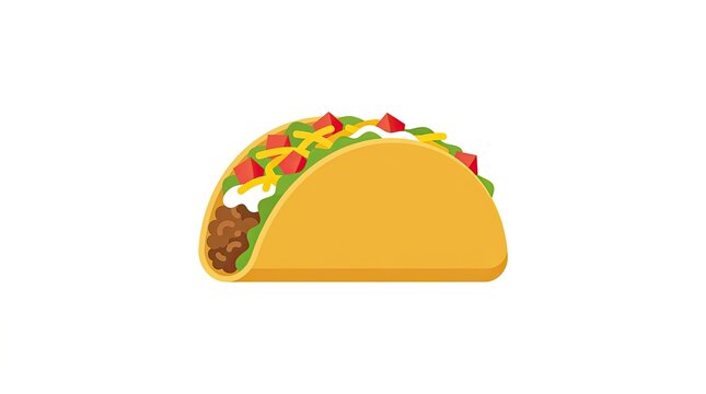 Taco with ground beef, lettuce, cheese and tomato on a soft tortilla shell