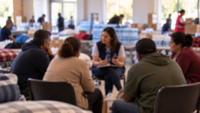 Local Residents Receiving Mental Health and Emotional Support After Flood in Relief Center