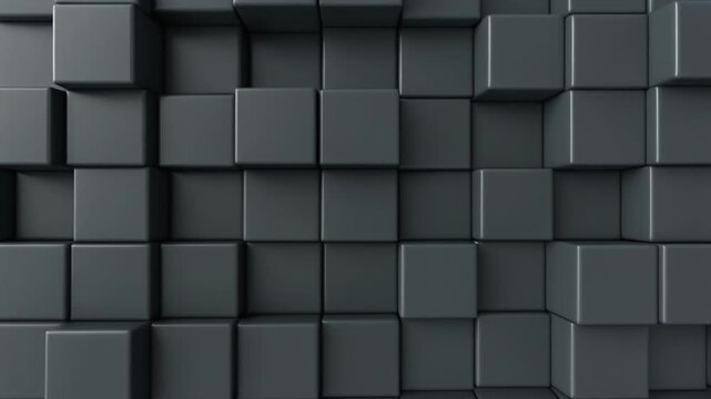 Dark grey 3D cubes surface moving with subtle depth and shadow in cinematic motion for technology backgrounds
