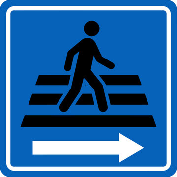 Pedestrian Crossing Sign Flat Vector Zebra Walk Road Safety Icon