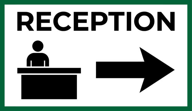Reception Desk Sign Flat Vector Icon for Office Lobby and Hotel