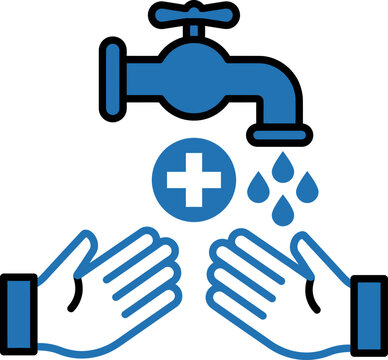 Hand Washing Hygiene Sign Flat Vector Wash Hands with Soap Sanitary Icon