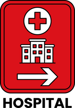 Hospital Direction Sign Vector Medical Center Wayfinding Arrow Indicator