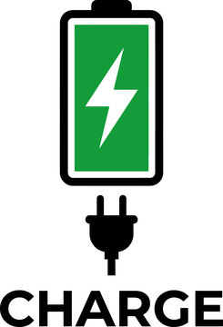 Mobile Phone Charging Station Sign Flat Vector Battery Power Zone Icon