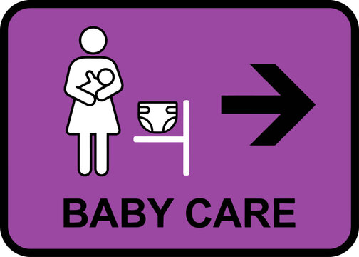 Baby Care Room Sign Flat Vector Diaper Changing Station Pictogram